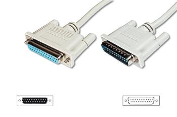 Digitus Prodlužovací kabel datového přenosu, sériový/paralelní, D-Sub25, samec/samice, 3,0 m, lisovaný,