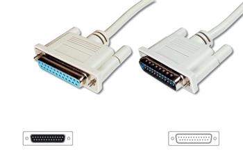 Digitus Prodlužovací kabel datového přenosu, sériový/paralelní, D-Sub25, samec/samice, 5,0 m, lisovaný,