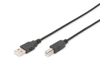 Digitus USB 2.0 connection cable, type A - B M/M, 3.0m, USB 2.0 compatible, bl