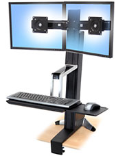 ERGOTRON WorkFit-S, Dual Sit-Stand Workstation, nastavitelný stolní držák pro dva monitory , kláv.+myš.