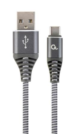 GEMBIRD CABLEXPERT Kabel USB 2.0 AM na Type-C kabel (AM/CM), 1m, opletený, šedo-bílý, blister, PREMIUM QUALITY
