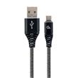 GEMBIRD CABLEXPERT Kabel USB 2.0 AM na Type-C kabel (AM/CM), 2m, opletený, černo-bílý, blister, PREMIUM QUALITY
