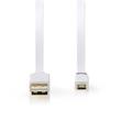 Nedis CCBW60500WT10 - USB 2.0 kabel | A Zástrčka - Micro B Zástrčka | 1 m | Bílá barva