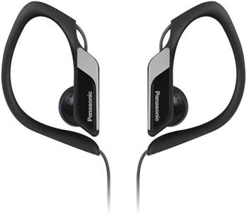 Panasonic RP-HS34E-K, drátové sluchátka, do uší, voděodolná, pro sportovce, klip za uši, 3,5mm jack, kabel 1,2m, černá