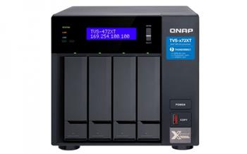 QNAP 4-bay Intel Pentinum 2C, 4GB DDR4, M.2 PCIe x2, 10GBASE-T x1, 1 GbE x2, PCIe slot x2, HDMI, Thunderbolt 3 port x2,