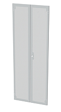 Solarix Dveře plechové s perforací LC-50, 45U, šířky 800, dvoukřídlé RAL7035, 1-b zámek
