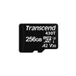 Transcend 256GB microSDXC430T UHS-I U3 (Class 10) V30 A2 3K P/E paměťová karta, 100MB/s R, 70MB/s W, černá, tray balení