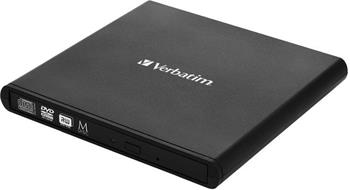 VERBATIM Externí CD/DVD Slimline vypalovačka USB 2.0 černá,Nero, adaptér USB-A n