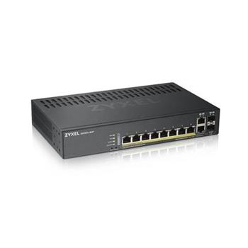 Zyxel GS1920-8HPv2, 10 Port Smart Managed Switch 8x Gigabit Copper and 2x Gigabit dual pers., hybrid mode, standalone or